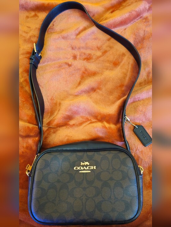 Coach Handbags - Coach Brown Monogram Crossbody with Gold Logo